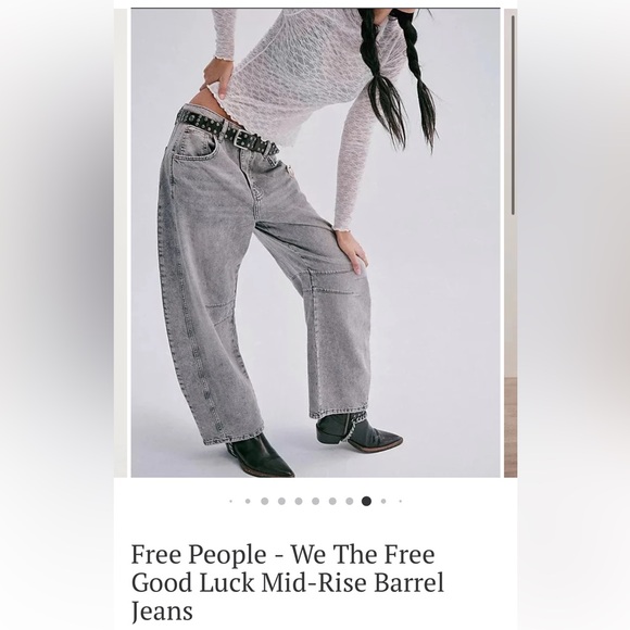 Free People We The Free Good Luck Mid Rise Barrel Jeans Size 26 Archive Gray - Picture 2 of 13
